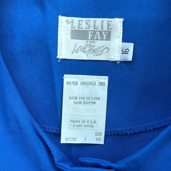 Vintage Leslie Fay for Lord & Taylor Button Down Dress Blue 16 - Picture 2 of 7